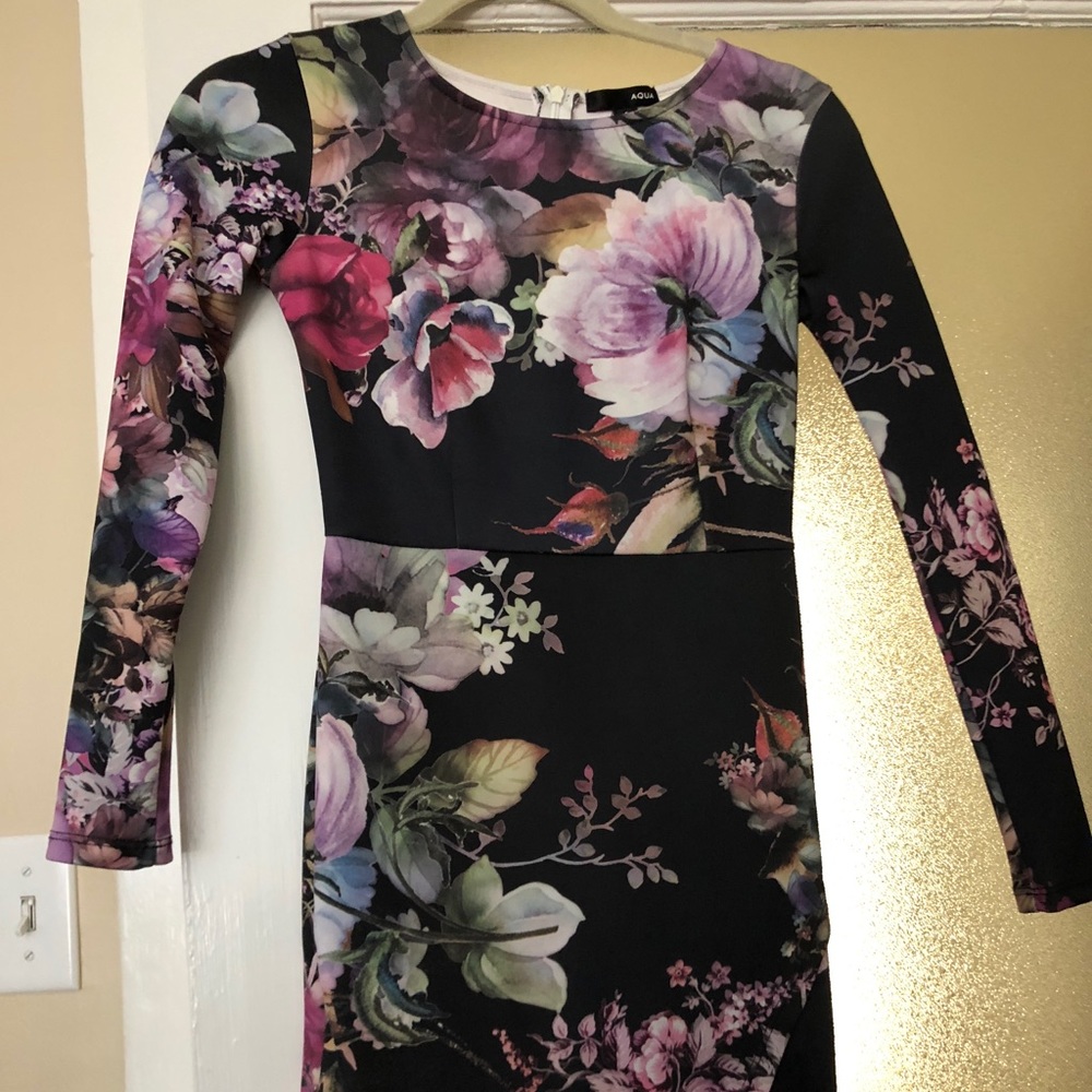 Aqua Long Sleeve Mini Dress XS